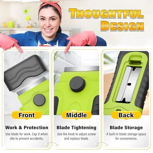 DIYSELF 2 Pack Razor Blade Scraper, 30 dona zaxira pichoqli, og‘ir yuk ko‘taruvchi qirg‘ich asbobi, tozalash uchun qirg‘ich, shisha ustki plita, bo‘yoq qirg‘ichi, ustara qirg‘ichi, shisha qirg‘ich, pech qirg‘ichi - 6