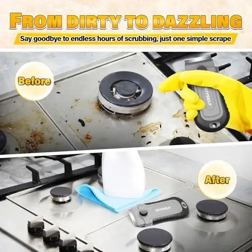 DIYSELF 2 Pack Razor Blade Scraper with 30 Pcs Spare Blades - Scraper Tool for Cleaning, Glass, Stickers - Scraper for Glass Top Stove - Paint Scraper - Razor Scraper - Glass Scraper - Oven Scraper - 5