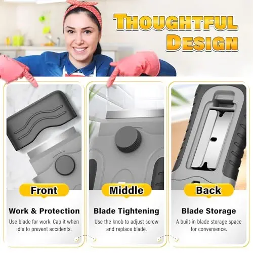 DIYSELF 2 Pack Razor Blade Scraper with 30 Pcs Spare Blades - Scraper Tool for Cleaning, Glass, Stickers - Scraper for Glass Top Stove - Paint Scraper - Razor Scraper - Glass Scraper - Oven Scraper - 6