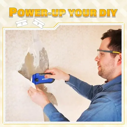 DIYSELF 2 Pack Razor Blade Scraper with 30 Pcs Extra Blades, Scraper Tool for Cleaning, Glass, Stickers, Paint Scraper, Razor Scraper, Glass Scraper, Razor Scraper Tool, Glass Stove Top Scraper - 3