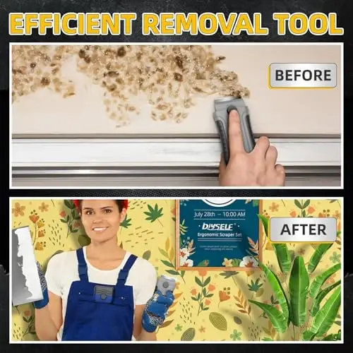 DIYSELF Razor Blade Scraper, 1 Pack Razor Scraper with 15 Razor Blades, Ergonomic Handle, Scraper for Cleaning Glass Stove Top, Windows, Razor Scraper Tool for Oven Door, Cooktop - 3