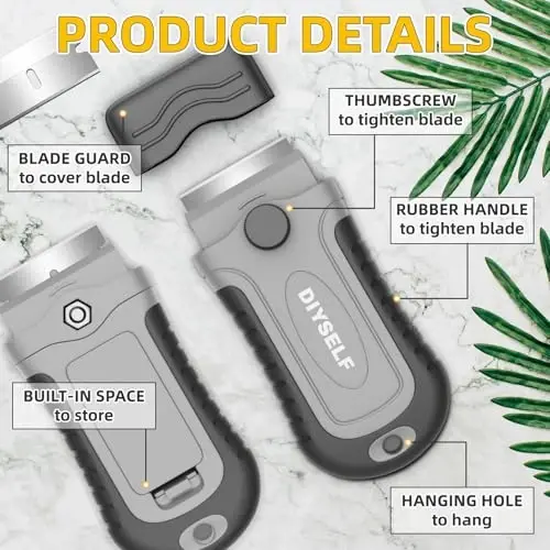 DIYSELF Razor Blade Scraper, 1 Pack Razor Scraper with 15 Razor Blades, Ergonomic Handle, Scraper for Cleaning Glass Stove Top, Windows, Razor Scraper Tool for Oven Door, Cooktop - 6