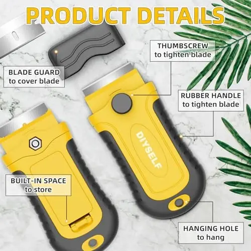 DIYSELF Razor Blade Scraper | 1 Pack Razor Scraper with 15 Razor Blades | Razor Blade Scraper Tool Kitchen | Glass Scraper | Window Scraper | Glass Stove Top Scraper | Paint Scraper | Cooktop Scraper - 6