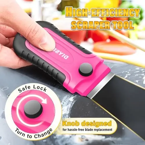 DIYSELF Razor Blade Scraper | 2 Pack Scraper Tool for Cleaning, Glass, Stickers | Paint Scraper | Heavy Duty Razor Scraper | Glass Scraper | 30 Pcs Single Edge Razor Blades for Scraping Included - 4