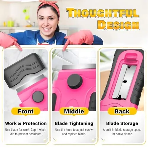 DIYSELF Razor Blade Scraper | 2 Pack Scraper Tool for Cleaning, Glass, Stickers | Paint Scraper | Heavy Duty Razor Scraper | Glass Scraper | 30 Pcs Single Edge Razor Blades for Scraping Included - 6