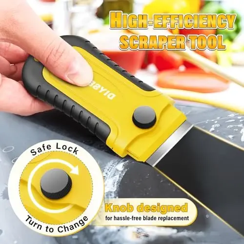 DIYSELF Razor Blade Scraper | Tozalash, shisha, stikerlar uchun qirg'ich asbobi | 30 dona qo'shimcha bir qirrali ustara pichoqlari bilan 2 dona qirg'ich | Bo'yoq qirg'ich | Ustara qirg'ich | Shisha qirg'ich - 4
