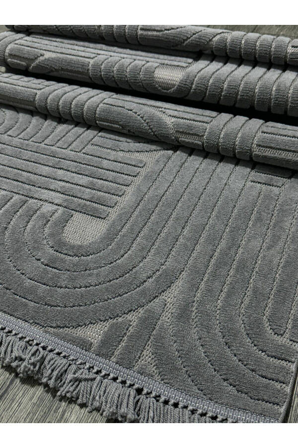 DİZAYN 1090 ANTRASİT Yumuşak Dokulu Halı Kilim Salon Mutfak Koridor Kesme Yolluk Dokuma Halı - ANTRASİT - 1