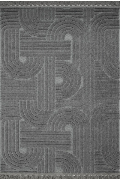 DİZAYN 1090 ANTRASİT Yumuşak Dokulu Halı Kilim Salon Mutfak Koridor Kesme Yolluk Dokuma Halı - ANTRASİT - 10