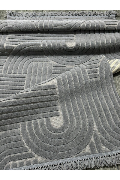 DİZAYN 1090 ANTRASİT Yumuşak Dokulu Halı Kilim Salon Mutfak Koridor Kesme Yolluk Dokuma Halı - ANTRASİT - 12