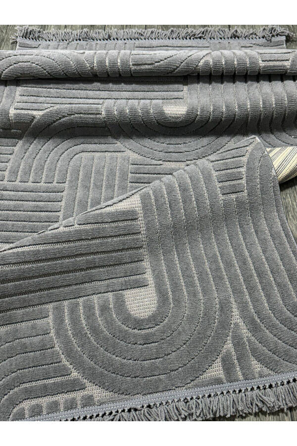 DİZAYN 1090 ANTRASİT Yumuşak Dokulu Halı Kilim Salon Mutfak Koridor Kesme Yolluk Dokuma Halı - ANTRASİT - 12