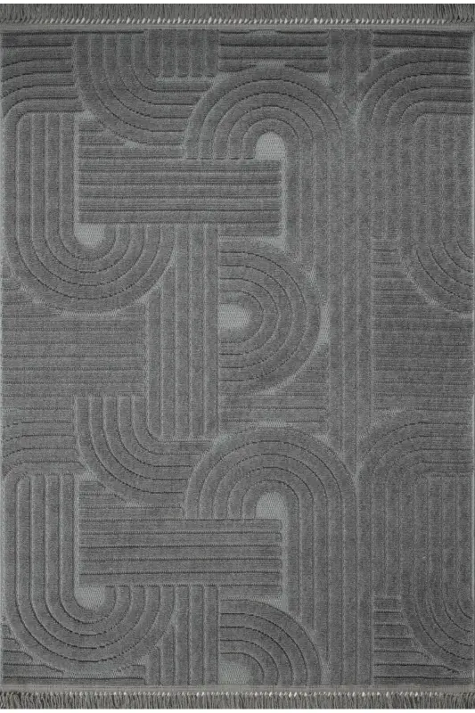 DİZAYN 1090 ANTRASİT Yumuşak Dokulu Halı Kilim Salon Mutfak Koridor Kesme Yolluk Dokuma Halı - ANTRASİT - 6