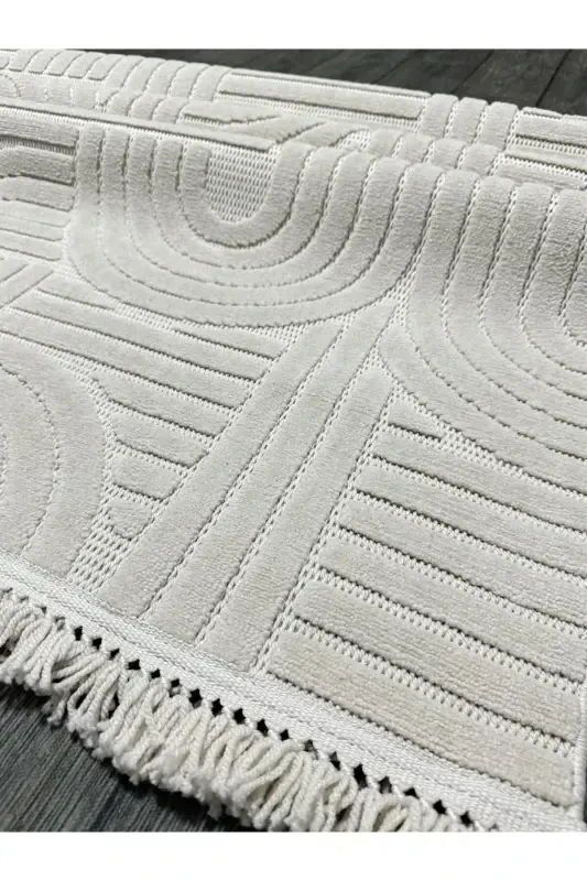 DİZAYN 1090 BEJ Yumuşak Dokulu Halı Kilim Salon Mutfak Koridor Kesme Yolluk Dokuma Makine Halısı-BEJ - MBA