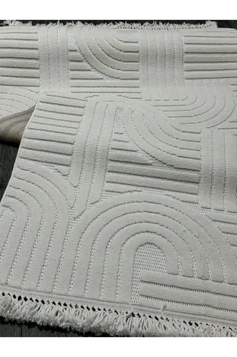DİZAYN 1090 KREM Yumshoq Dokulu Gilam Gilam Salon Oshxona Koridor Kesma Yo'lak To'quv Mashina Gilami-KREM - 6