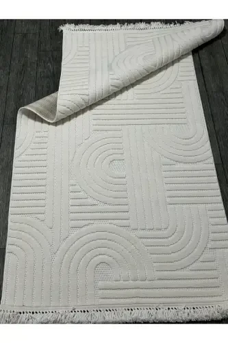 DİZAYN 1090 KREM Yumuşak Dokulu Halı Kilim Salon Mutfak Koridor Kesme Yolluk Dokuma Makine Halısı-KREM - 4