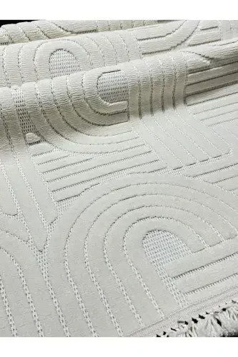 DİZAYN 1090 KREM Yumuşak Dokulu Halı Kilim Salon Mutfak Koridor Kesme Yolluk Dokuma Makine Halısı-KREM - 5