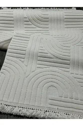 DİZAYN 1090 KREM Yumuşak Dokulu Halı Kilim Salon Mutfak Koridor Kesme Yolluk Dokuma Makine Halısı-KREM - 6