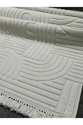 DİZAYN 1090 KREM Yumuşak Dokulu Halı Kilim Salon Mutfak Koridor Kesme Yolluk Dokuma Makine Halısı-KREM - 8