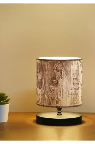 Dizayn Abajur Mini Oʻlchamli Daraxt Poʻstlogʻi Naqshli Boshliq-Jigarrang - 1