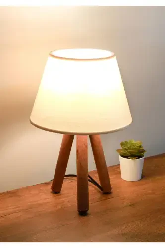 Dizayn Yog'och Krem Matoni Boshli Abajur Ayd-3170 - HOMİNG (1)