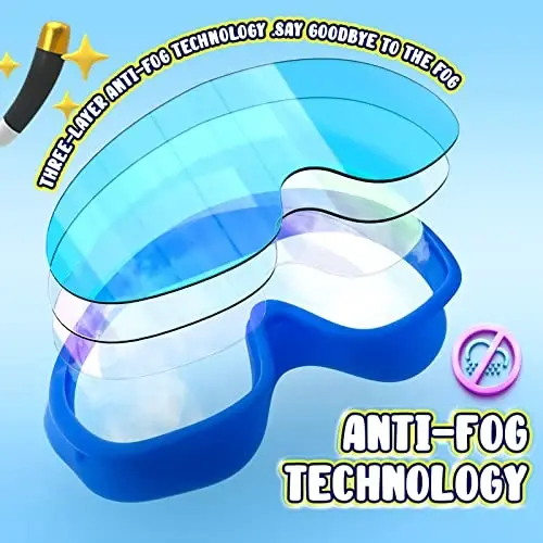 Dizywiee Kids Swim Goggles, 2-Pack Frameless Swimming Goggles for Kids, Child, Boys or Girls From 5-14, Wide View Pool Goggle - 5