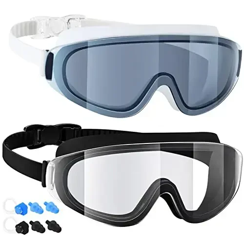 Dizywiee Kids Swim Goggles, 2-Pack Frameless Swimming Goggles for Kids, Child, Boys or Girls From 5-14, Wide View Pool Goggle 