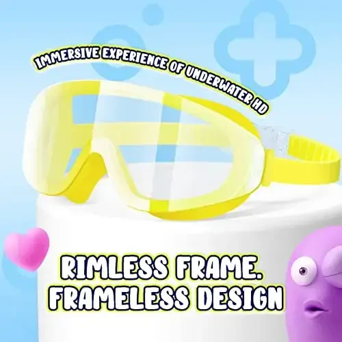 Dizywiee Kids Swim Goggles, 2-Pack Frameless Swimming Goggles for Kids, Child, Boys or Girls From 5-14, Wide View Pool Goggle - Modazone (1)