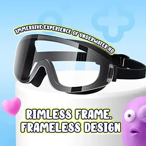 Dizywiee Kids Swim Goggles, 2-Pack Frameless Swimming Goggles for Kids, Child, Boys or Girls From 5-14, Wide View Pool Goggle - 2