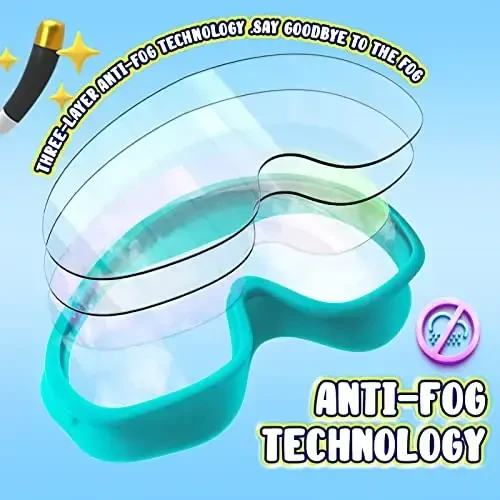 Dizywiee Kids Swim Goggles, 2-Pack Frameless Swimming Goggles for Kids, Child, Boys or Girls From 5-14, Wide View Pool Goggle - 5