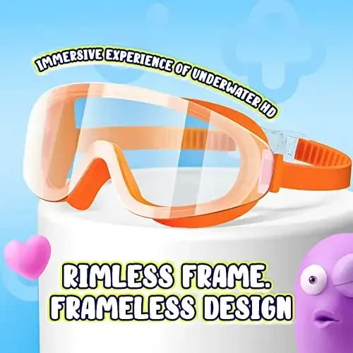 Dizywiee Kids Swim Goggles, 2-paket ramkasiz su ko'zoynaklari bolalar, qizlar yoki o'g'il bolalar uchun 5-14 yoshgacha, keng ko'rinishli basseyn ko'zoynagi - 2