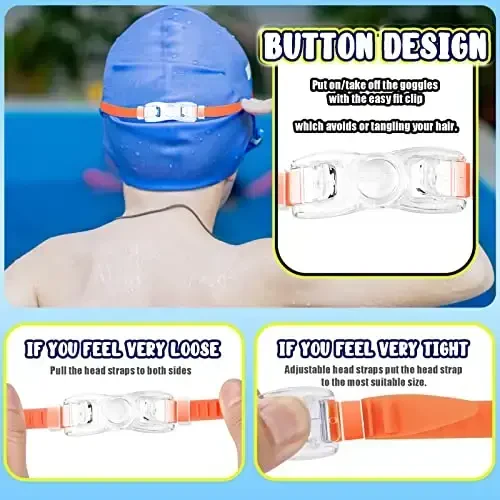 Dizywiee Kids Swim Goggles, 2-paket ramkasiz su ko'zoynaklari bolalar, qizlar yoki o'g'il bolalar uchun 5-14 yoshgacha, keng ko'rinishli basseyn ko'zoynagi - 6