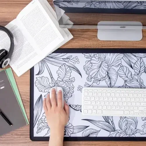 Dizzy Balloon Large Gaming Mouse Pad with Durable Stitched Edges, Extended Waterproof Gray Mouse Mat with Non-Slip Rubber Base, Desk Topper Mat, Keyboard Mouse Mousepad (31.50