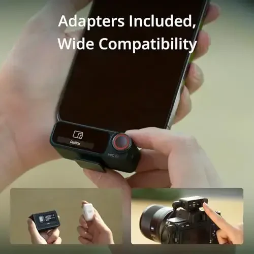 DJI Mic 2 (1 TX + 1 RX), aqlli shovqinni bekor qiluvchi simsiz mikrofon, 32 bitli suzuvchi ichki yozuv, optimallashtirilgan ovoz, 250 m (820 ft.) masofa, iPhone, Android, kamera, vloglar uchun mikrofon - 6