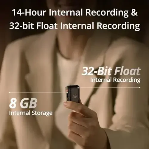 DJI Mic 2 (1 TX + 1 RX), Wireless Microphone with Intelligent Noise Cancelling, 32-bit Float Internal Recording, Optimized Sound, 250m (820 ft.) Range, Microphone for iPhone, Android, Camera, Vlogs - 5