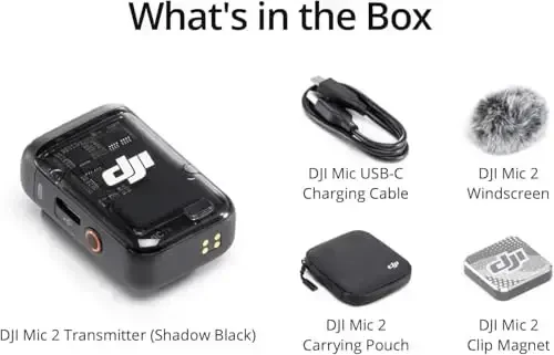 DJI Mic 2 Transmitter (Shadow Black), Intelligent shovqinni bekor qiluvchi simsiz mikrofon, 14 soatlik ichki yozuv, 6 soatlik batareya, magnitli biriktirma, Bluetooth mikrofon, YouTube, Vlogs - 6