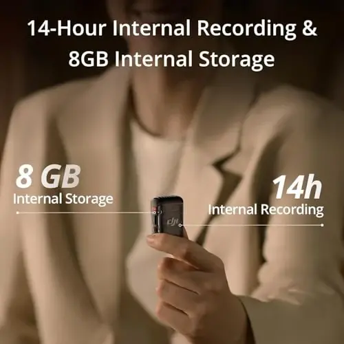 DJI Mic 2 Transmitter (Shadow Black), Wireless Microphone with Intelligent Noise Cancelling, 14-Hour Internal Recording, 6-Hour Battery, Magnetic AttacModazoneent, Bluetooth Microphone, YouTube, Vlogs - 4