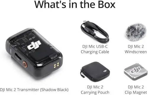 DJI Mic 2 Transmitter (Shadow Black), Wireless Microphone with Intelligent Noise Cancelling, 14-Hour Internal Recording, 6-Hour Battery, Magnetic AttacModazoneent, Bluetooth Microphone, YouTube, Vlogs - 6