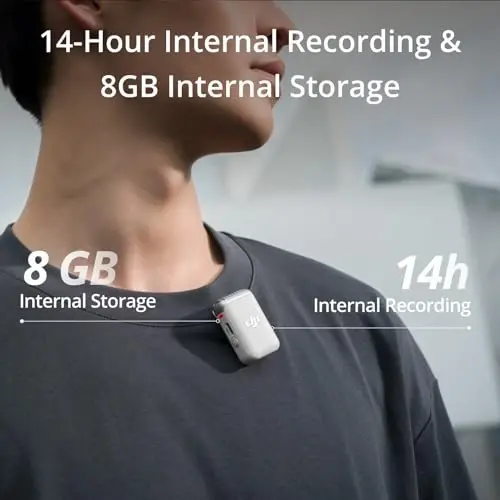DJI Mic 2 Transmitter (Pearl White), Wireless Microphone with Intelligent Noise Cancelling, 14-Hour Internal Recording, 6-Hour Battery, Magnetic AttacModazoneent, Bluetooth Microphone, YouTube, Vlogs - 4
