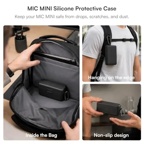 DJI Mic 3 Combo + Silicone Case + Interview Stick + Selfie Light | Wireless Microphone for iPhone/Camera/Android, Ultralight, Adaptive Gain Control, Dual Band Anti-Interference, 28h Use, Vlog - 4