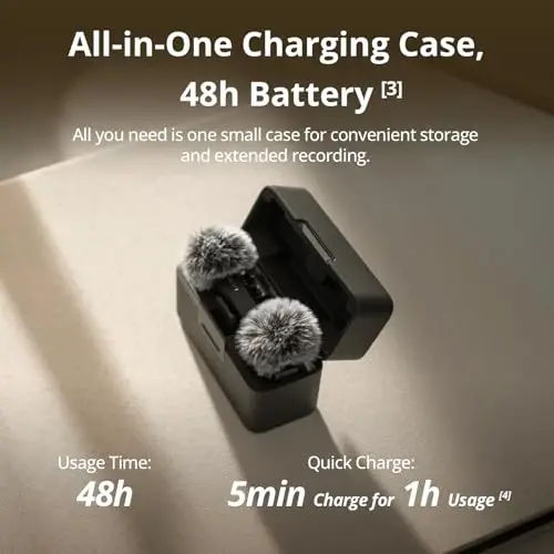 DJI Mic Mini Combo + Silicone Case + Colorful Wind Muff + Selfie Light | Wireless Microphone for iPhone/Camera/Android, Ultralight, Detail-Rich Audio, 48h Use, Noise Cancelling, Streaming, Vlog - 3
