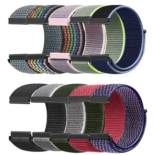 DKGKOO 10 dona neylon tasma 16 mm, 18 mm, 19 mm, 20 mm, 22 mm soat tasmasi bilan mos keladi, ayollar va erkaklar uchun tez chiqariladigan almashtiriladigan bilakuzuk, sozlanishi sport cho'zilgan o'ralgan yakkalik halqa tasma - 1