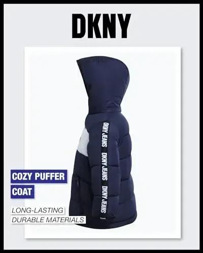 DKNY Baby Boys' Qishki Kurtka - Kapitone Jun Qoplamali Puffer Parka Palto - Go'daklar uchun Og'ir Qishki Palto (O'lchamlari: 12M-24M) - 5