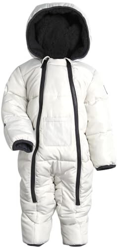 DKNY Baby Boys' Snow Pram - Newborn Sherpa Hood One Piece Snowsuit - Cozy Polar Fleece Lined Winter Coat for Baby Boys 12-24M - 6