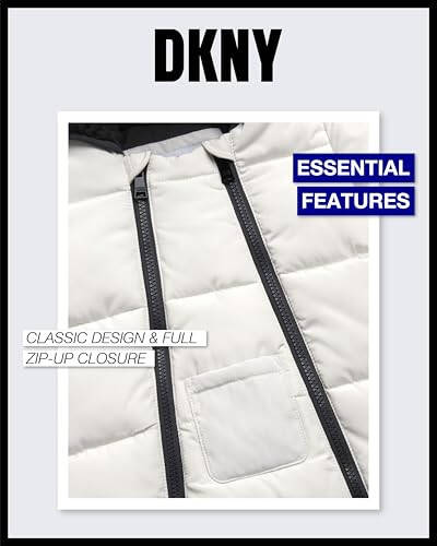 DKNY Baby Boys' Snow Pram - Newborn Sherpa Hood One Piece Snowsuit - Cozy Polar Fleece Lined Winter Coat for Baby Boys 12-24M - 8