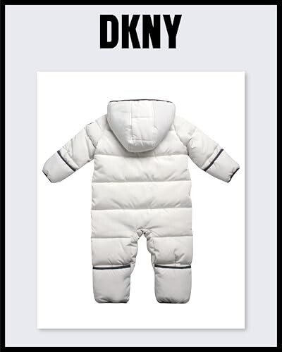 DKNY Baby Boys' Snow Pram - Newborn Sherpa Hood One Piece Snowsuit - Cozy Polar Fleece Lined Winter Coat for Baby Boys 12-24M - 11