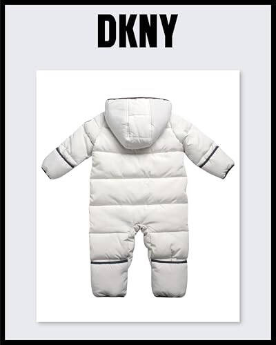 DKNY Baby Boys' Snow Pram - Newborn Sherpa Hood One Piece Snowsuit - Cozy Polar Fleece Lined Winter Coat for Baby Boys 12-24M - 11