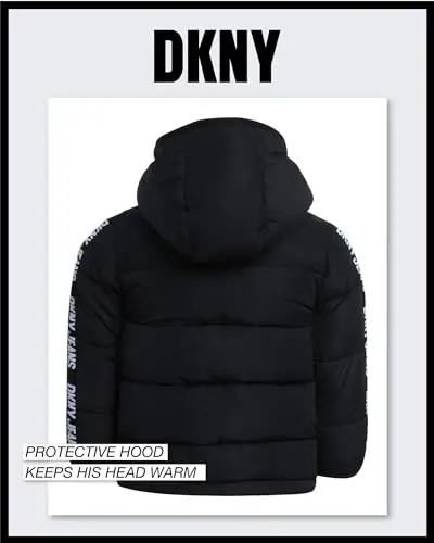 DKNY Baby Boys' Winter Jacket - Quilted Fleece Lined Puffer Parka Coat - Heavyweight Winter Coat for Infants (Sizes: 12M-24M) - 6