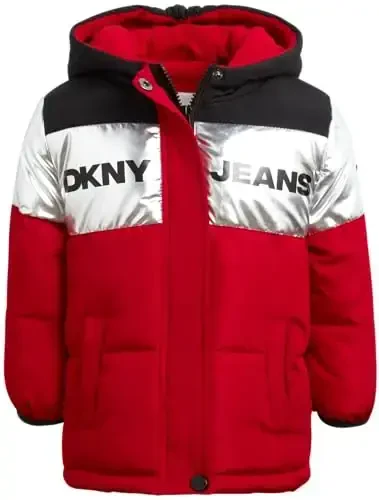 DKNY Baby Boys' Winter Jacket - Quilted Fleece Lined Puffer Parka Coat - Heavyweight Winter Coat for Infants (Sizes: 12M-24M) - 1