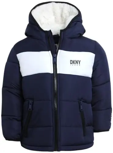 DKNY Baby Boys' Winter Jacket - Quilted Fleece Lined Puffer Parka Coat - Heavyweight Winter Coat for Infants (Sizes: 12M-24M) - 1