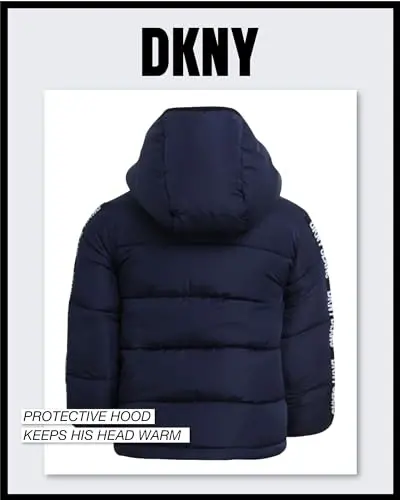 DKNY Baby Boys' Winter Jacket - Quilted Fleece Lined Puffer Parka Coat - Heavyweight Winter Coat for Infants (Sizes: 12M-24M) - 6