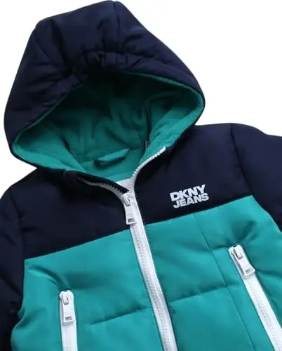 DKNY Baby Boys' Winter Jacket - Quilted Fleece Lined Puffer Parka Coat - Heavyweight Winter Coat for Infants (Sizes: 12M-24M) - 3